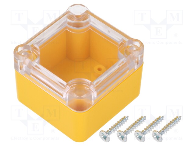 Enclosure: multipurpose; X: 49mm; Y: 51mm; Z: 36mm; ABS; yellow; IP65