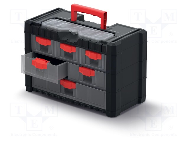 Set with containers; W: 400mm; Colour: black; H: 260mm; D: 200mm