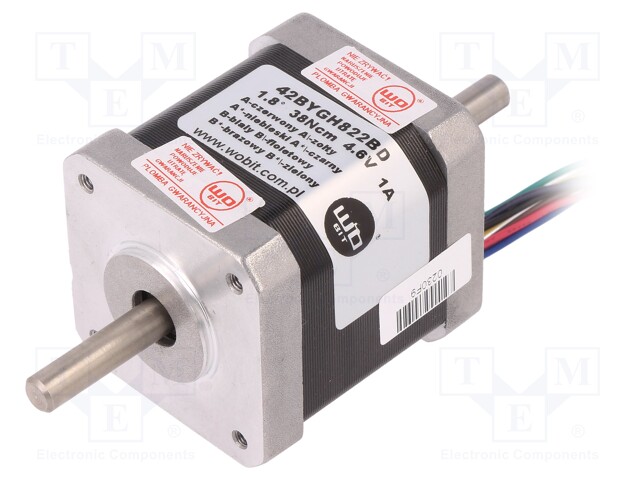 Motor: DC; stepper; 5.6VDC; step 1,8°; 0.35Nm; 0.34kg; 0÷40°C; 1A