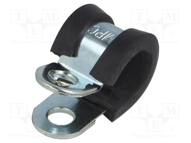 Fixing clamp; ØBundle : 10mm; W: 12mm; steel; Cover material: EPDM