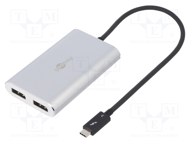 Adapter; USB 3.0; DisplayPort socket x2; 0.45m; Colour: white