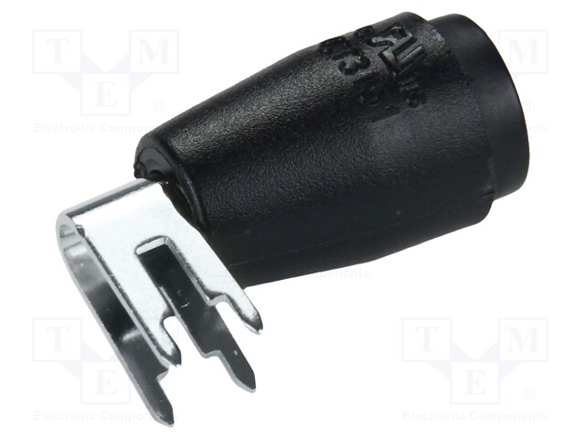 Connector: 4mm banana; socket; black; 25A; 27.7mm; PCB; 5mΩ; 1kV