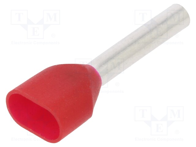 Tip: bootlace ferrule; insulated,double; 1mm2; 12mm; tinned; red