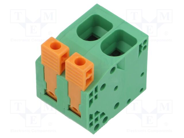 PCB terminal block; 10mm; ways: 2; angled 90°; terminal; on PCBs