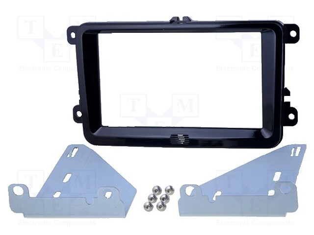 Radio mounting frame; Seat,Škoda,VW; 2 DIN; black gloss