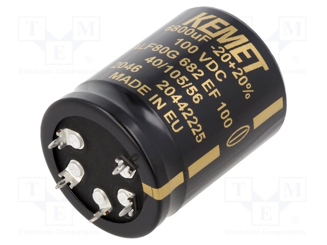 Capacitor: electrolytic; SNAP-IN; 6800uF; 100VDC; Ø40x50mm; ±20%