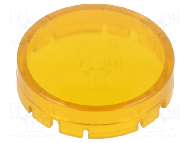 Actuator lens; yellow transparent; Face dim: Ø19.7mm; H: 6mm