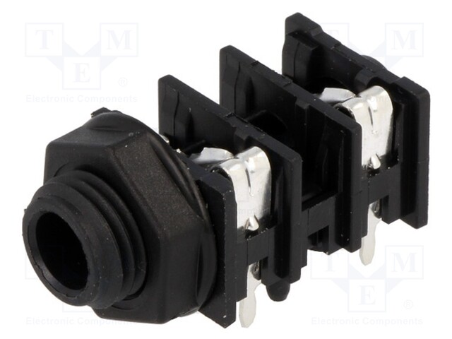 Socket; Jack 6,35mm; female; mono; with double switch; angled 90°