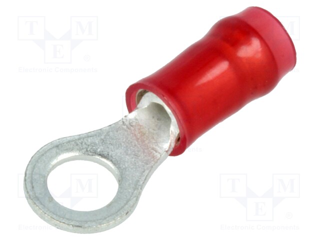 Ring terminal; M4; Ø: 4.34mm; 0.3÷1.42mm2; crimped; for cable; red