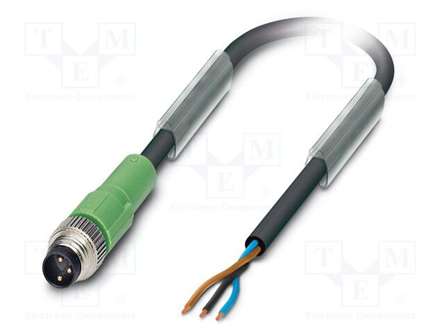 Connection lead; M8; PIN: 3; straight; 5m; plug; 60VAC; 4A; -25÷90°C