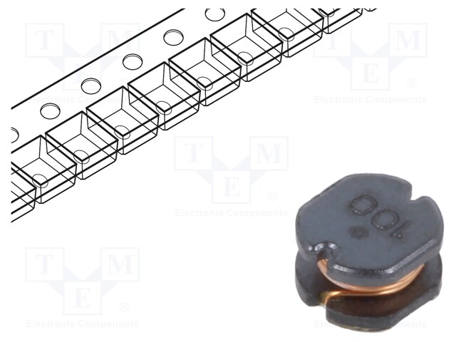 Power Inductor (SMD), 10 µH, 1.3 A, Unshielded, 1.6 A, SDR0503 Series, 5mm x 4.8mm x 3mm