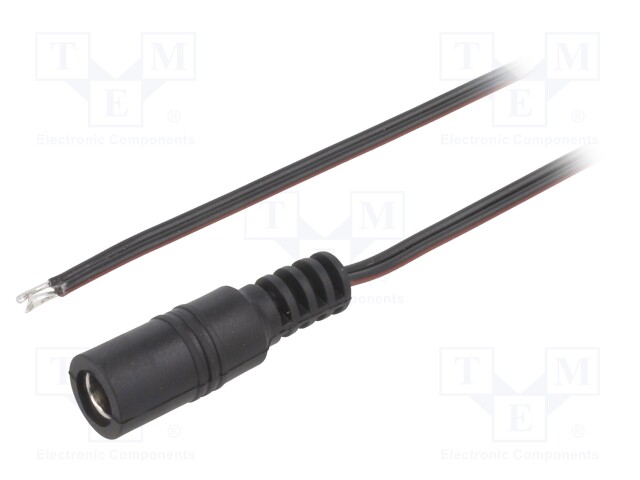 Cable; wires,DC 5,5/2,1 socket; straight; 0.35mm2; black; 1.5m