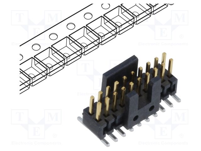 Connector: pin strips; male; PIN: 20; 1.27mm; gold-plated; SMT; reel