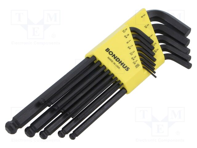 Wrenches set; inch,hex key,spherical; ProTanium®,steel; long