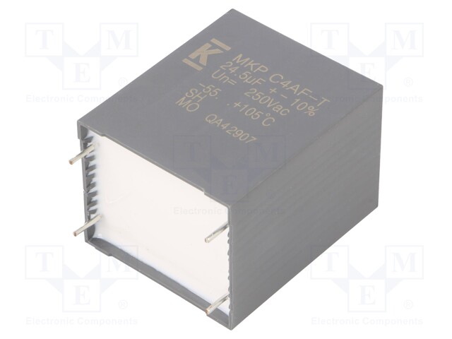 AC Film Capacitor, 24.5 µF, 250 VAC, Metallized PP, ± 10%, C4AF Series, Radial Box