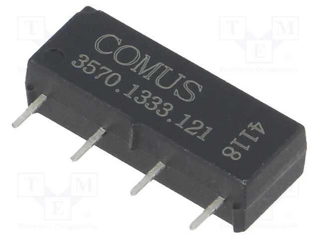 Relay: reed; SPST-NO; Ucoil: 12VDC; 500mA; max.200VDC; 10W; THT; SIP