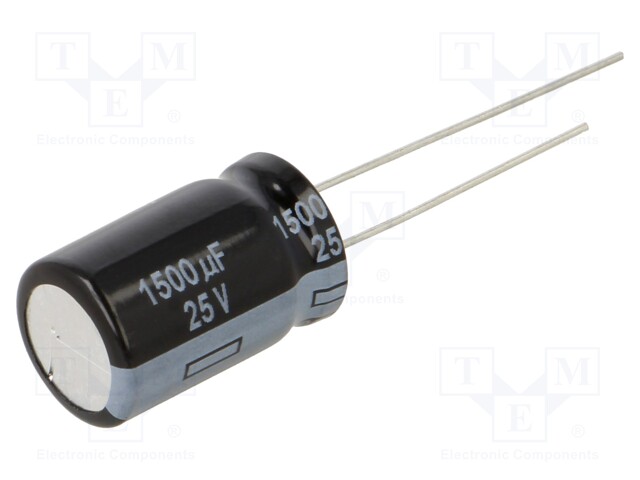 Electrolytic Capacitor, 1500 µF, 25 V, FR Series, ± 20%, Radial Leaded, 10000 hours @ 105°C