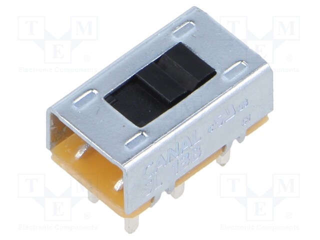 Switch: slide; Pos: 2; DPDT; 3A/250VAC; ON-ON; THT; Rinsul min: 100MΩ