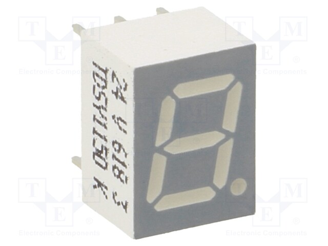 Display: LED; 7-segment; 7mm; 0.28"; No.char: 1; yellow; 0.45÷3mcd