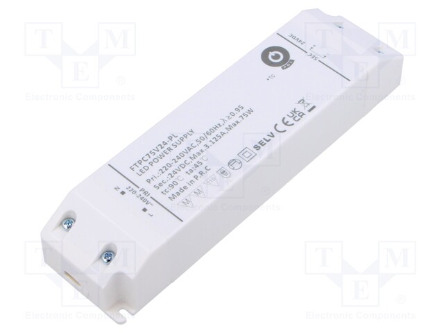 Power supply: switching; LED; 75W; 24VDC; 3125mA; 220÷240VAC; OUT: 1