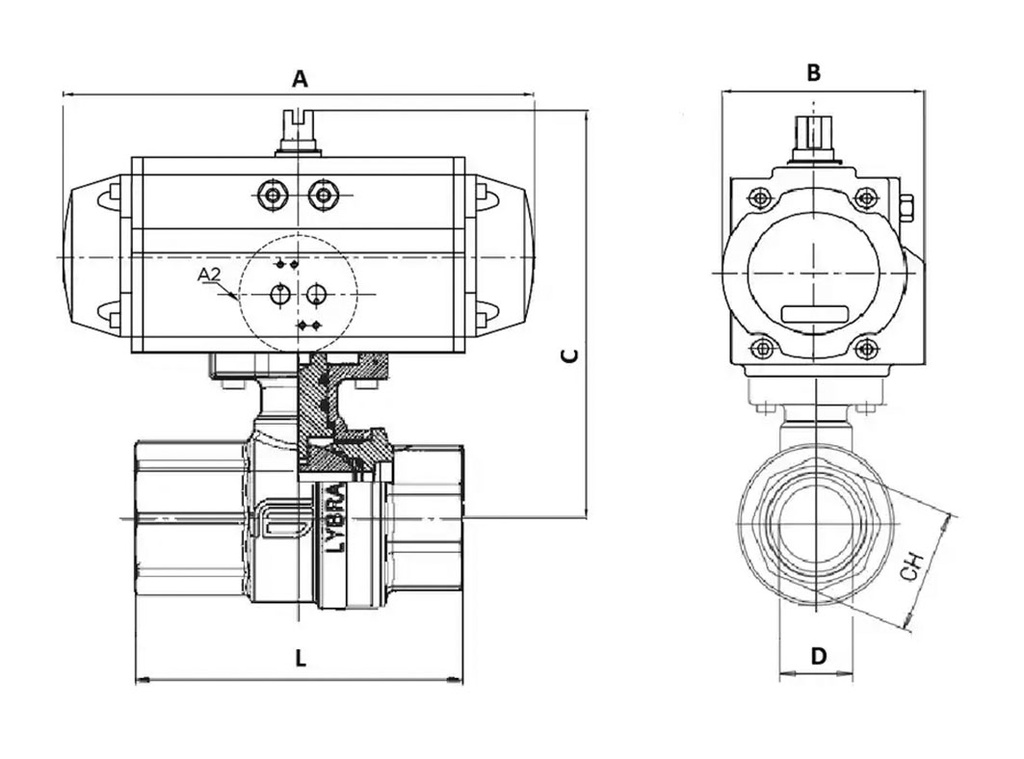 Ball valve; max.25bar; brass; TEFLON; Input thread: G 2" internal