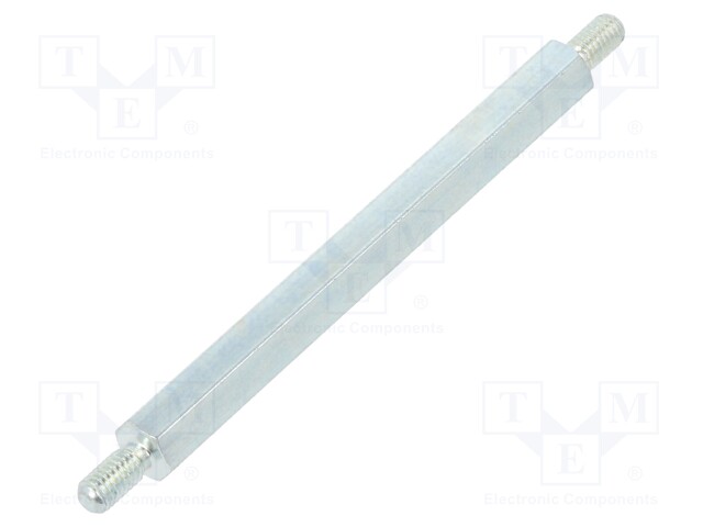 Screwed spacer sleeve; 50mm; Ext.thread: M3; hexagonal; steel