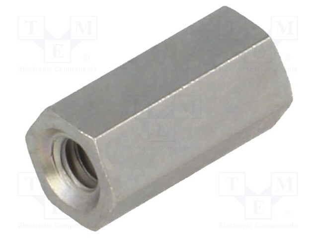 Screwed spacer sleeve; Int.thread: UNC4-40; 10mm; hexagonal