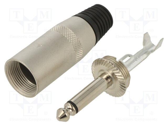 Connector: Jack 6,3mm; plug; male; straight; Body: silver; ways: 2