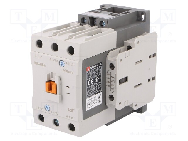 Contactor: 3-pole; NO x3; Auxiliary contacts: NO + NC; 230VAC; 65A