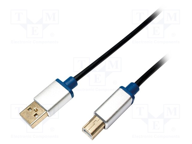 Cable; USB 2.0; USB A plug,USB B plug; 2m; black