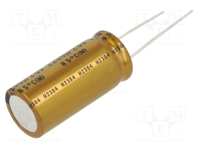 Capacitor: electrolytic; THT; 2200uF; 25VDC; Ø16x35.5mm; FG; 7.5mm