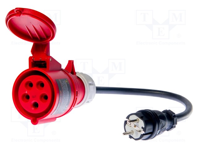 Adapter for three phase sockets; 32A; EU plug; 265V; IP40