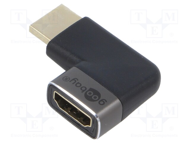 Adapter; HDCP 2.2; HDMI socket,HDMI plug 90°; silver