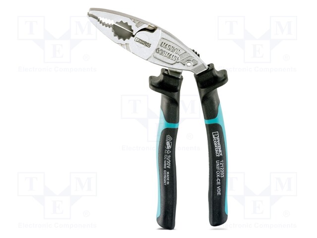 Pliers; curved,universal; grooved gripping surfaces; 200mm