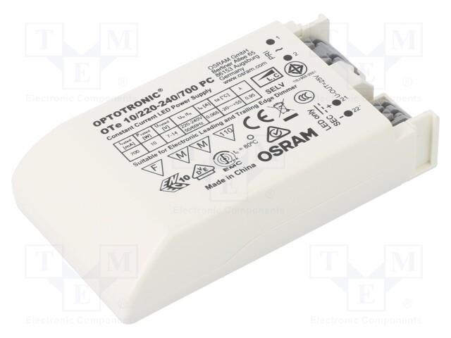 Power supply: switched-mode; LED; 10W; 7÷14VDC; 700mA; 198÷264VAC