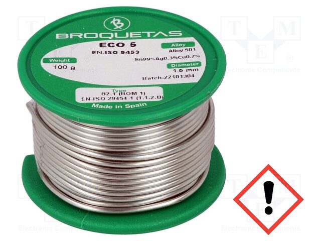 Soldering wire; Sn99Ag0,3Cu0,7; 1.5mm; 0.1kg; lead free