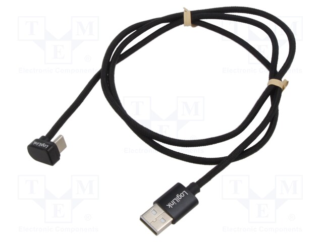 Cable; angular,USB 2.0; USB A plug,USB C plug; 1m; black; 480Mbps