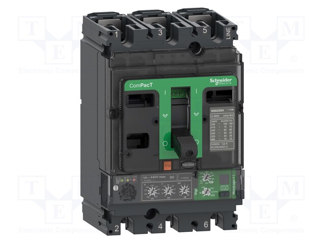 Power breaker; Poles: 3; DIN; Inom: 250A; NSX; IP40; -25÷70°C; 690VAC