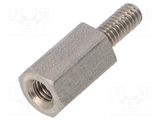 Screwed spacer sleeve; Int.thread: M2,5; 8mm; Ext.thread: M2,5