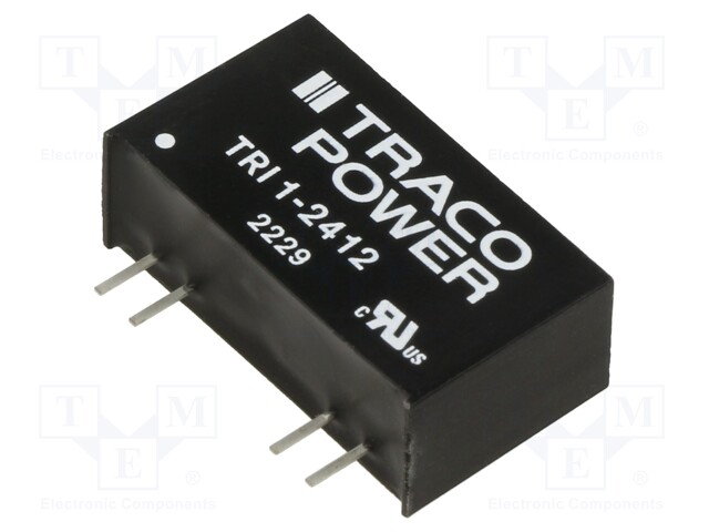 Converter: DC/DC; 1W; Uin: 21.6÷26.4V; Uout: 12VDC; Iout: 84mA; SIP8