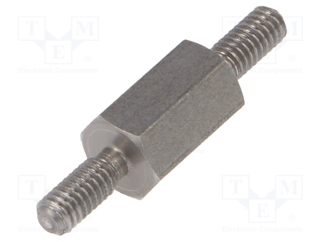 Screwed spacer sleeve; 8mm; Ext.thread: M2,5; hexagonal