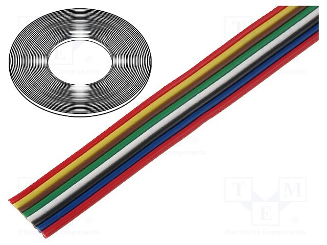 Wire: ribbon; stranded; Cu; 4x0,5mm2; unshielded; PVC; 150V; 50m