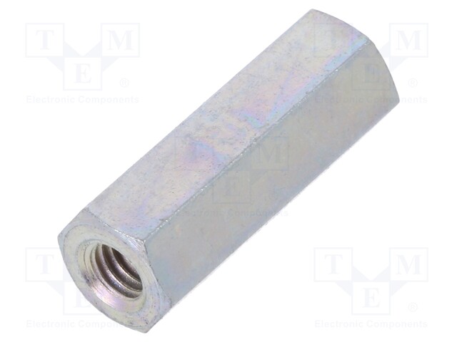 Screwed spacer sleeve; Int.thread: M4; 20mm; hexagonal; steel