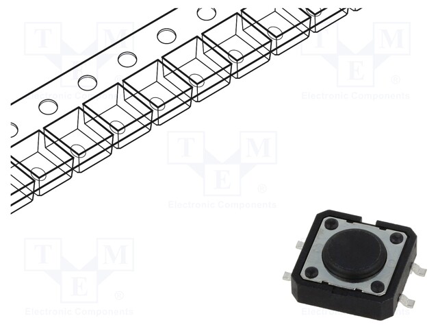 Microswitch TACT; SPST-NO; Pos: 2; 0.05A/12VDC; SMT; none; 2.5N