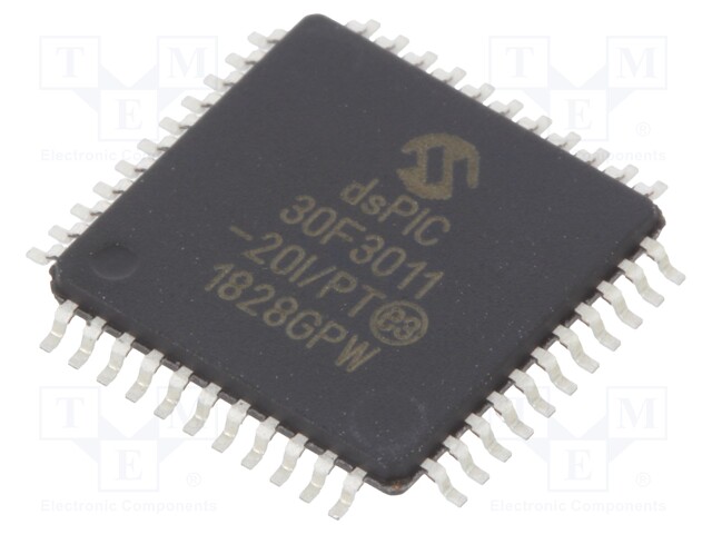 DsPIC microcontroller; SRAM: 1024B; Memory: 24kB; TQFP44; 0.8mm