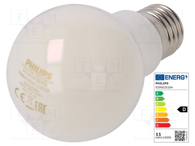 LED lamp; warm white; E27; 230VAC; 1521lm; 10.5W; 2700K; CRImin: 80