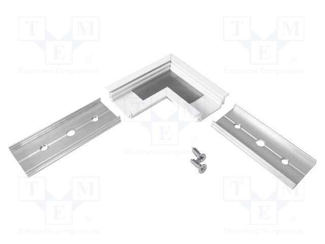 Connector 90°; white; aluminium; Application: GROOVE14