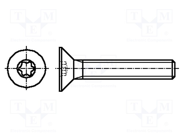 Screw; M5x8; Head: countersunk; Torx®; A2 stainless steel; TX25