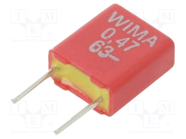 Capacitor: polypropylene; 470nF; 5mm; ±10%; 7.2x3.5x8.5mm; 15V/μs