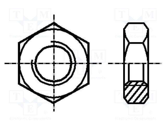 Nut; hexagonal; M8; A2 stainless steel; H: 4mm; Pitch: 1,0; 13mm